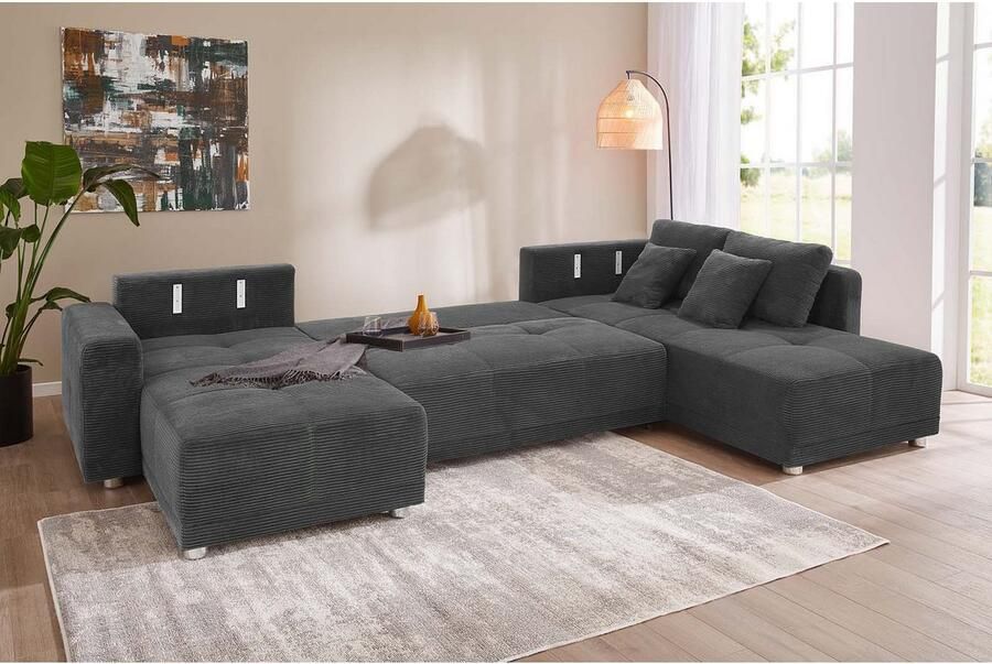 Jockenhöfer Gruppe Zithoek Orlando U-vorm met binnenvering slaapfunctie en bedkist inclusief 2 hoofdsteunen - Foto 4