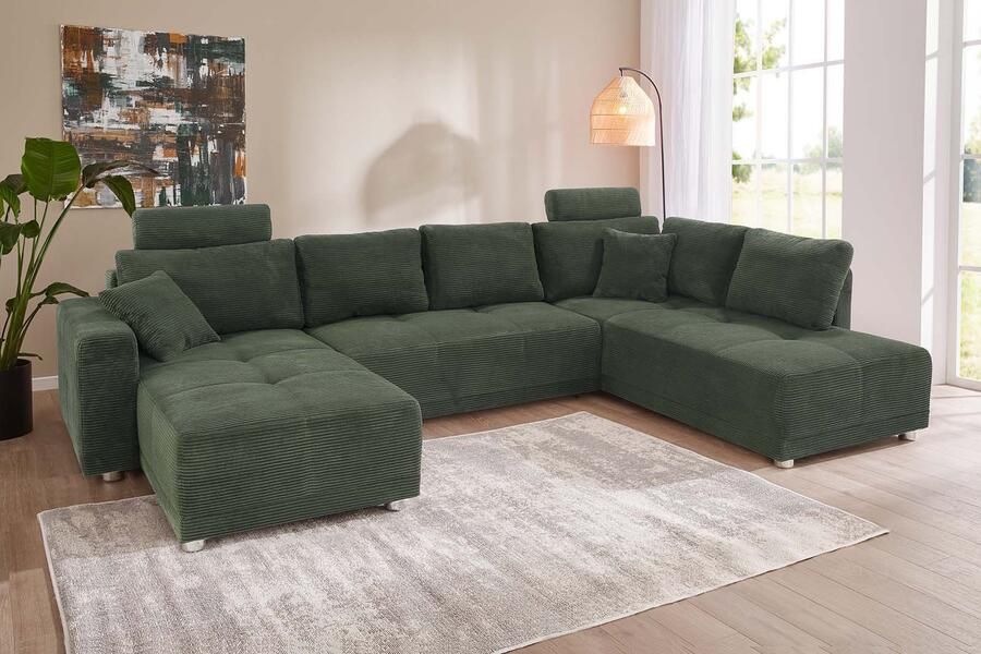 Jockenhöfer Gruppe Zithoek Orlando U-vorm met binnenvering slaapfunctie en bedkist inclusief 2 hoofdsteunen - Foto 7