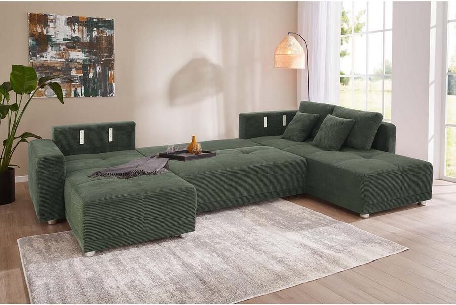 Jockenhöfer Gruppe Zithoek Orlando U-vorm met binnenvering slaapfunctie en bedkist inclusief 2 hoofdsteunen - Foto 4