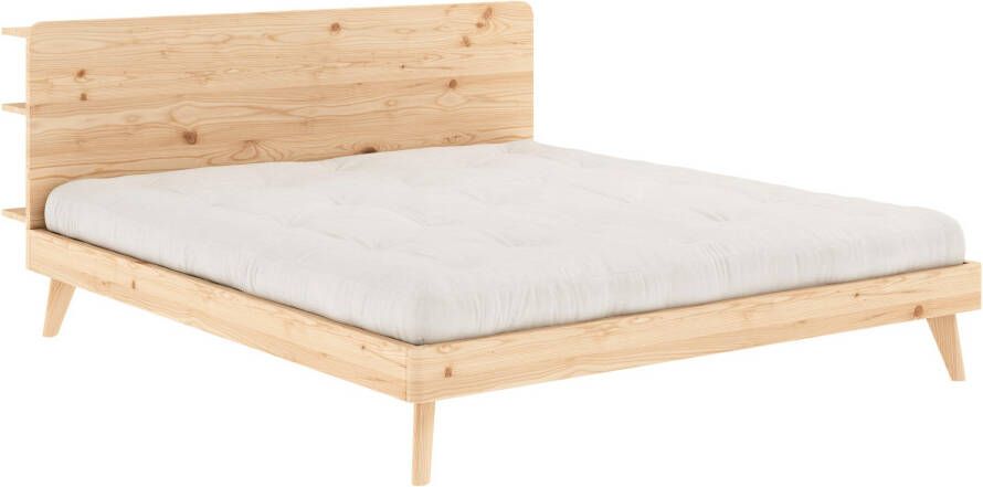 Karup Bedframe RETREAT BED van massief grenen met lattenbodem hoofdbord met 3 legplanken - Foto 6