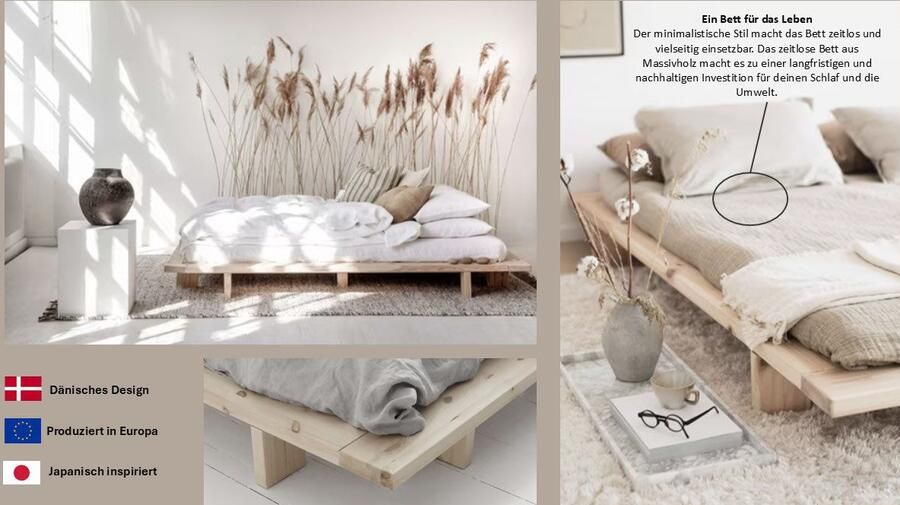 Karup Bedframe JAPAN BED Futonbed van FSC -gecertificeerd massief hout Massief houten bed met lattenbodem massief grenen bed zonder hoofdeinde - Foto 6