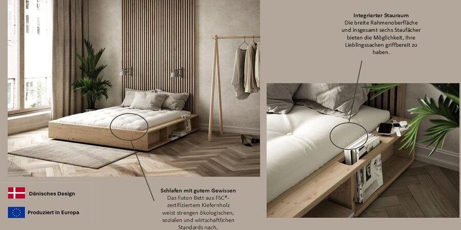 Karup Futonbed Ziggy in verschillende breedtes gecertificeerd massief hout - Foto 3