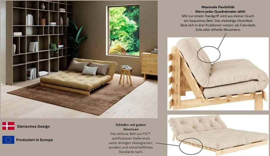 Karup Slaapbank Daybed Roots Slaapbank – ??Gastenbed & Bank van FSC -Grenen Ligoppervlak 90 140 160 x200 cm FSC gecertificeerd grenenhout - Foto 5