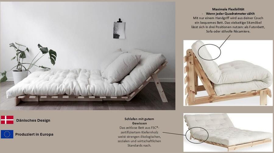 Karup Slaapbank Daybed Roots Slaapbank – ??Gastenbed & Bank van FSC -Grenen Ligoppervlak 90 140 160 x200 cm FSC gecertificeerd grenenhout - Foto 11