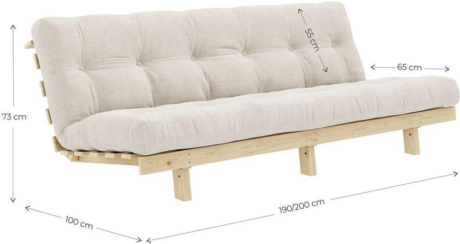Karup Slaapbank Lean 200 slaapbank logeerbed bank met futonmatras Inclusief futonmatras ligoppervlak 130x200 cm FSC gecertificeerd grenen (2 stuks) - Foto 8