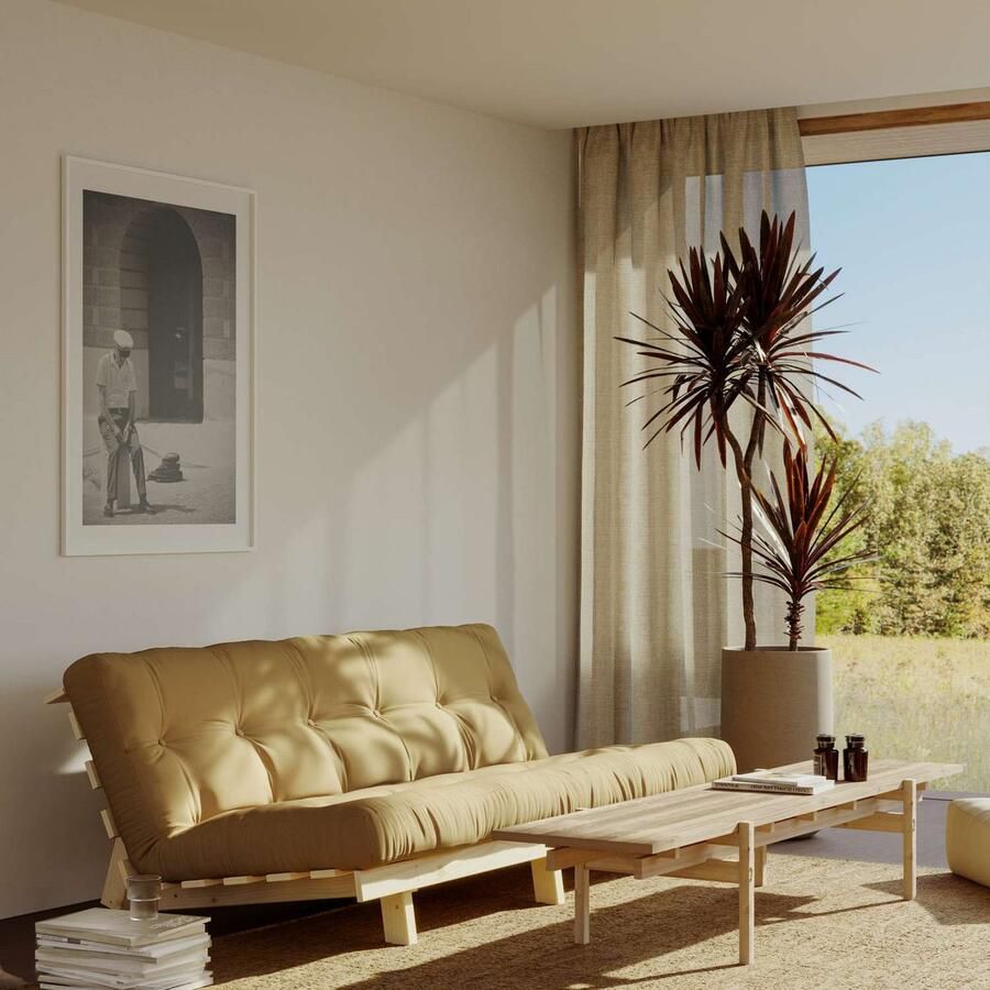 Karup Slaapbank Lean 200 slaapbank logeerbed bank met futonmatras Inclusief futonmatras ligoppervlak 130x200 cm FSC gecertificeerd grenen (2 stuks)