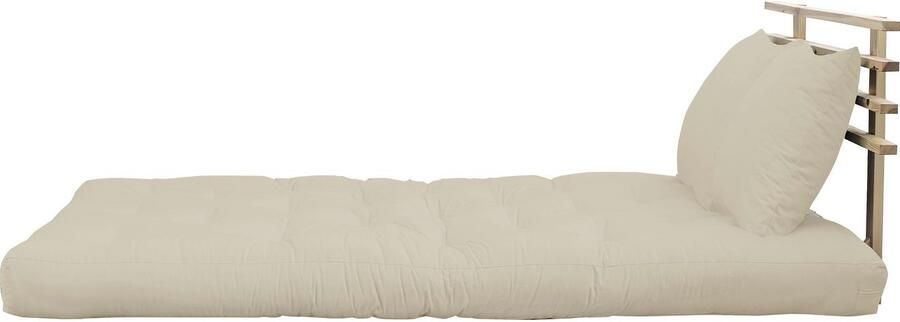 Karup Slaapbank Shinsano futonstijl rugframe en tweedelige kussenset van massief grenenhout opvouwbaar matras multifunctioneel scandi - Foto 5