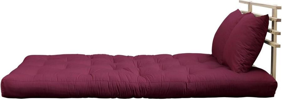 Karup Slaapbank Shinsano futonstijl rugframe en tweedelige kussenset van massief grenenhout opvouwbaar matras multifunctioneel scandi - Foto 5