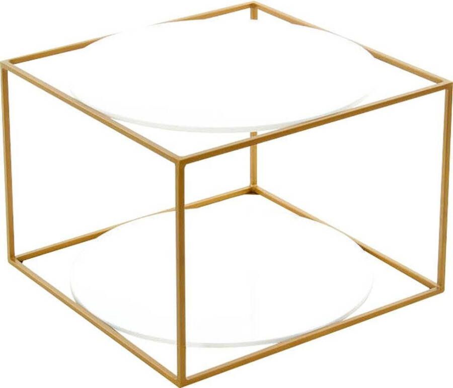 Kayoom Bijzettafel Cody 110 moderne kubusvorm met ronde glazen legplanken - Foto 7