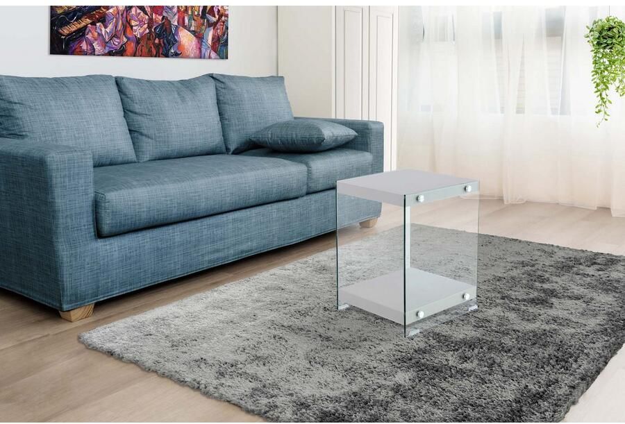 Kayoom Bijzettafel Elementary vierkante vorm veel opslagruimte Legplanken gehard glas onderhoudsvriendelijk (1 stuk) - Foto 4