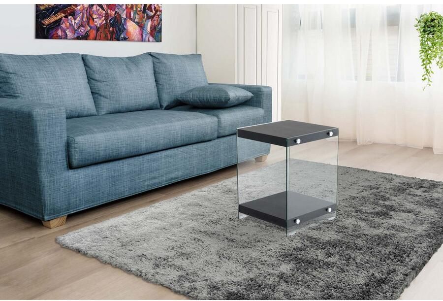 Kayoom Bijzettafel Elementary vierkante vorm veel opslagruimte Legplanken gehard glas onderhoudsvriendelijk (1 stuk) - Foto 4