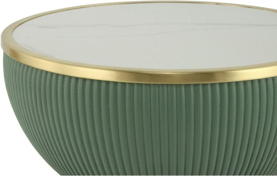 Kayoom Bijzettafel Jokai 225 ijzeren frame PU-stof bekleding gesinterde steenplaat (1 stuk) - Foto 5