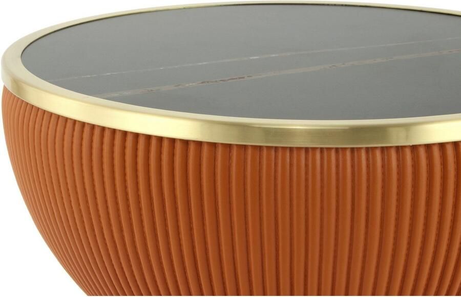 Kayoom Bijzettafel Jokai 225 ijzeren frame PU-stof bekleding gesinterde steenplaat (1 stuk) - Foto 6