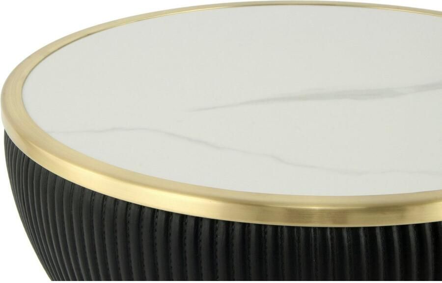 Kayoom Bijzettafel Jokai 225 ijzeren frame PU-stof bekleding gesinterde steenplaat (1 stuk) - Foto 5