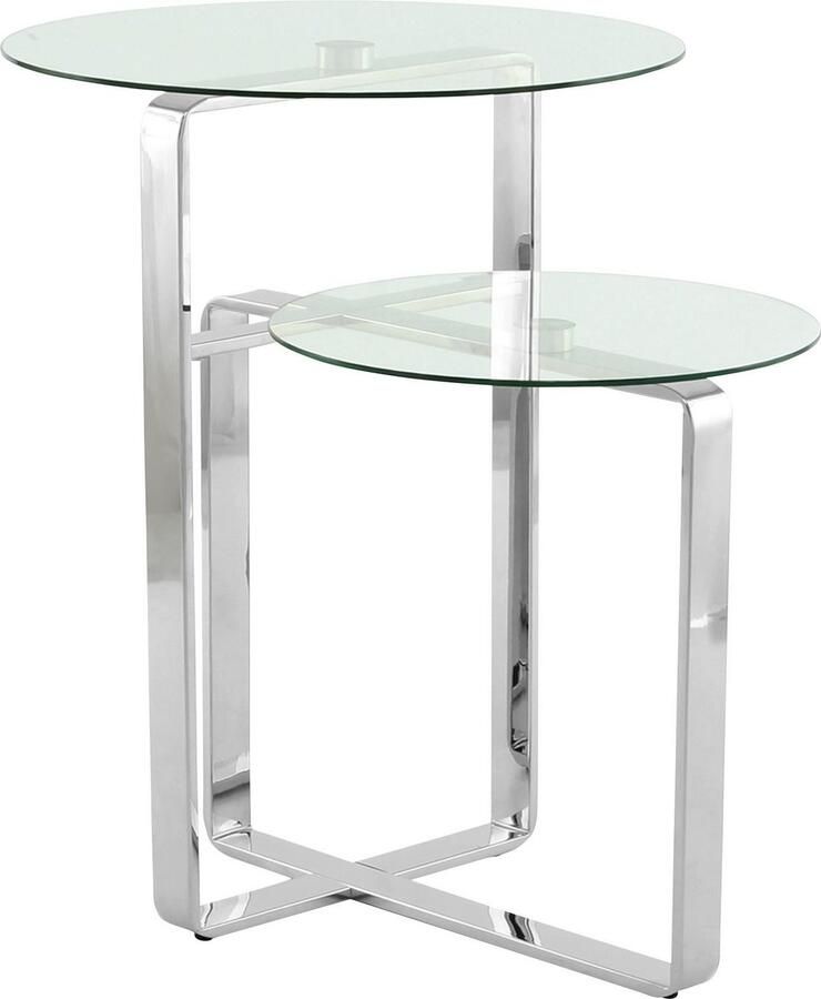 Kayoom Bijzettafel Katris bijzonder frame van stevig RVS exclusief ontwerp van het onderstel van edelstaal twee planken (1 stuk) - Foto 3