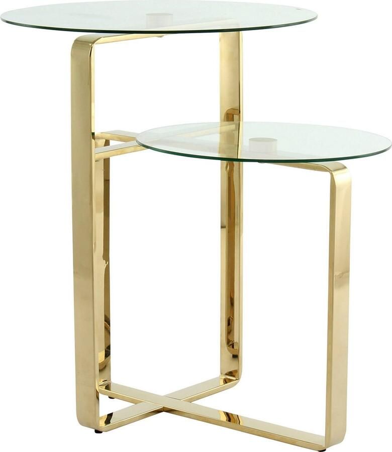 Kayoom Bijzettafel Katris bijzonder frame van stevig RVS exclusief ontwerp van het onderstel van edelstaal twee planken (1 stuk) - Foto 2