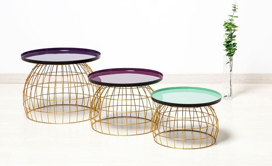 Kayoom Bijzettafel Laudatio bijzettafel-set bijzettafels in 3-delige set gaaslook (set 3 stuks) - Foto 3