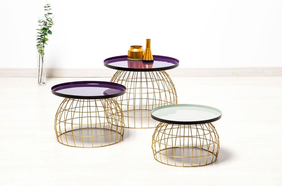 Kayoom Bijzettafel Laudatio bijzettafel-set bijzettafels in 3-delige set gaaslook (set 3 stuks) - Foto 3