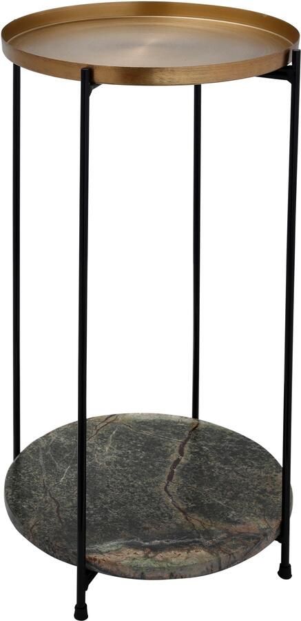 Kayoom Bijzettafel Louisa 125 bijzettafel van metaal en marmer aantrekkelijk ontwerp Decoratief edele marmeren plaat en metalen dienblad stijlvol ontwerp (1 stuk)