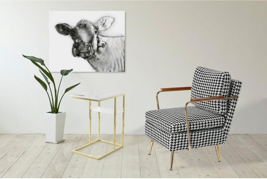 Hearthome & Living Floraya Bijzettafel Lucilla Goud Glas 48x35x60cm Maximaal draagvermogen 15KG per blad laptoptafel - Foto 2