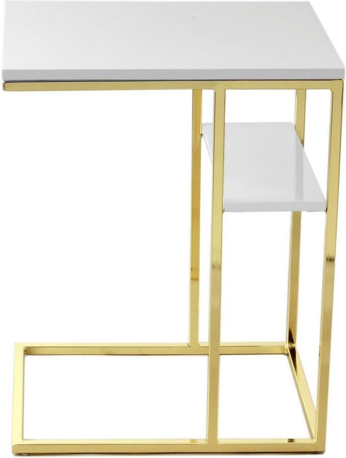 Hearthome & Living Floraya Bijzettafel Lucilla Goud Glas 48x35x60cm Maximaal draagvermogen 15KG per blad laptoptafel - Foto 4