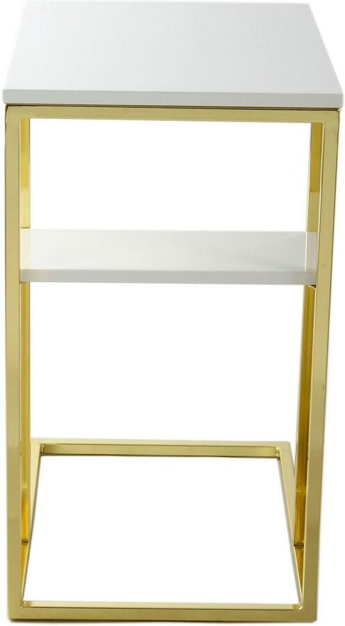 Hearthome & Living Floraya Bijzettafel Lucilla Goud Glas 48x35x60cm Maximaal draagvermogen 15KG per blad laptoptafel - Foto 7