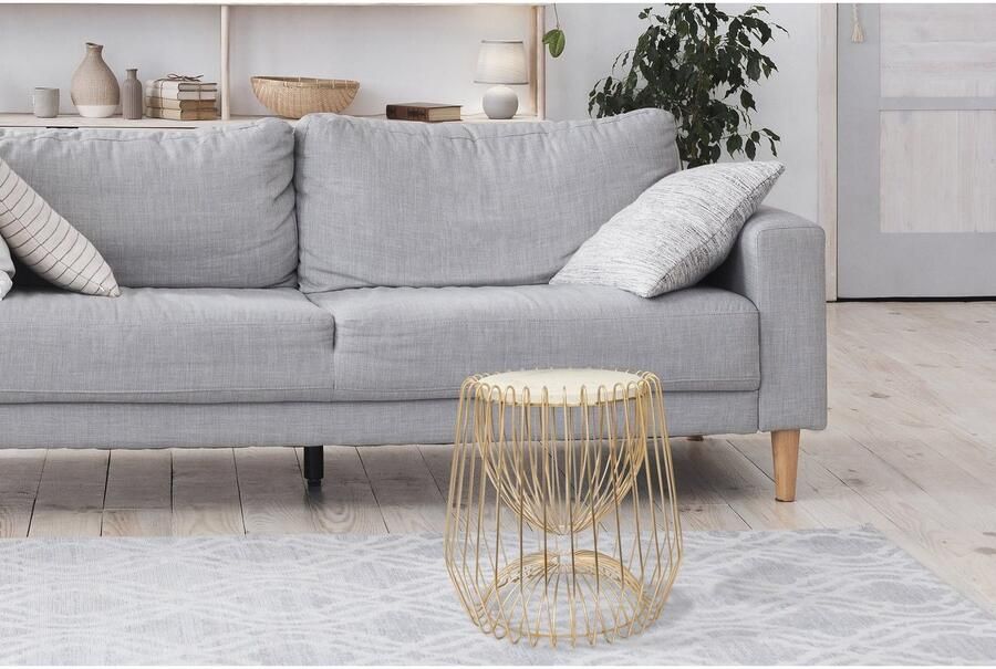 Kayoom Bijzettafel Malibu 225 bijzettafel met luxe marmeren blad ø marmeren blad: 33 5 cm trendy metalen design onderhoudsvriendelijk (1 stuk) - Foto 4
