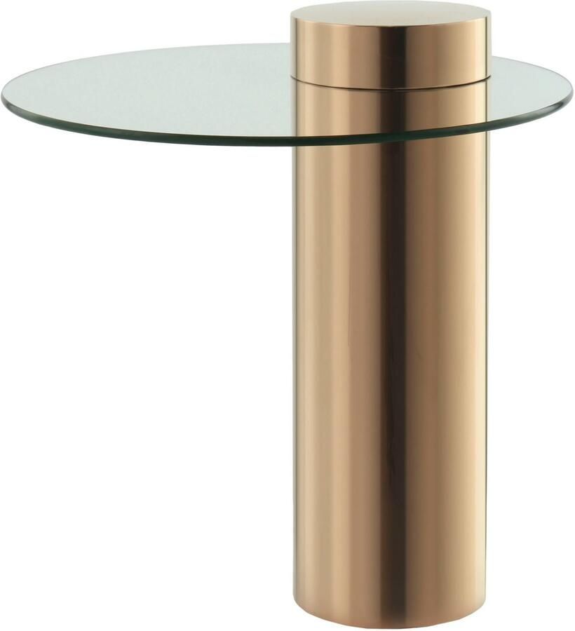 Kayoom Bijzettafel Ontario 125 ronde glasplaat van veiligheidsglas 100% roestvrij staal (1 stuk)