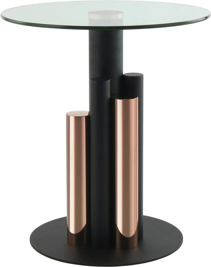 Kayoom Bijzettafel Ontario 225 ronde glasplaat van veiligheidsglas 100% roestvrijstaal (1 stuk) - Foto 3