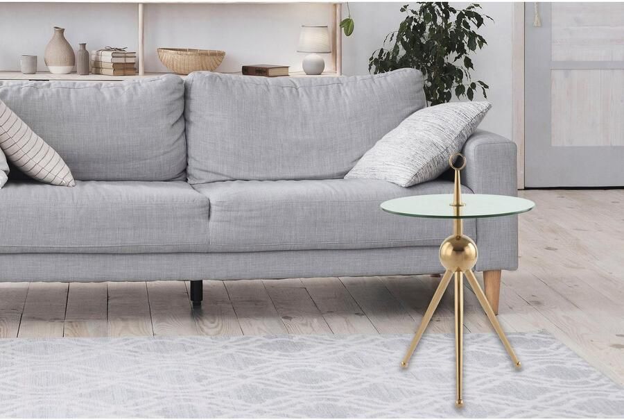 Kayoom Bijzettafel Ontario 325 ronde glasplaat van veiligheidsglas 100% roestvrij staal (1 stuk)