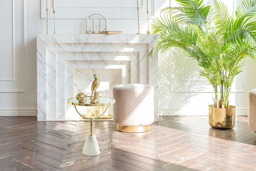 Kayoom Bijzettafel Oscar 125 luxe gemarmerde glasplaat opvallend frame stabiele marmeren voet gemarmerde glazen plaat (1 stuk) - Foto 5