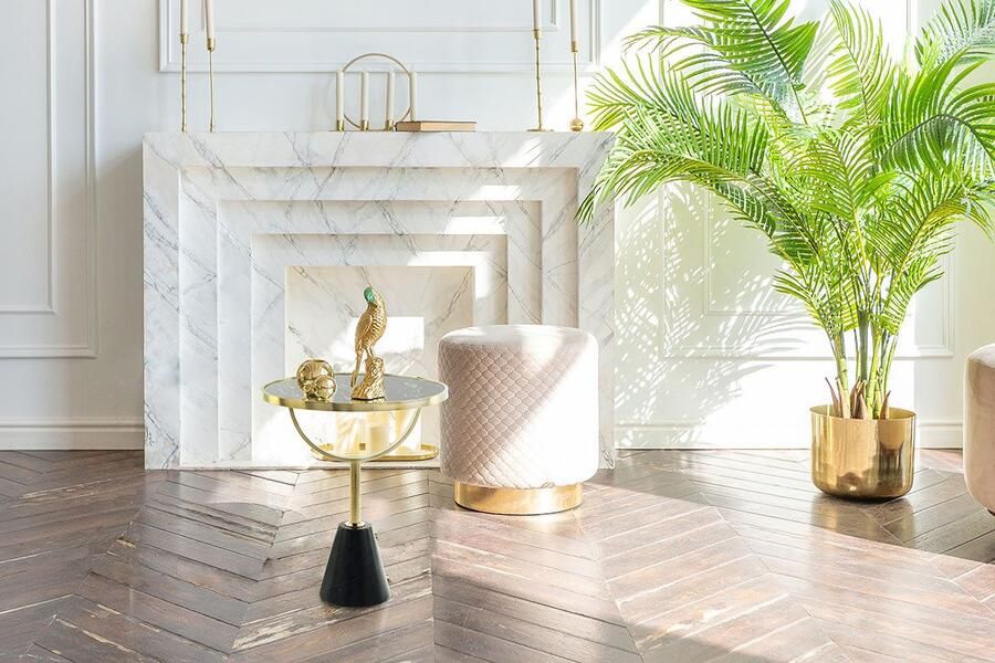 Kayoom Bijzettafel Oscar 125 luxe gemarmerde glasplaat opvallend frame stabiele marmeren voet gemarmerde glazen plaat (1 stuk) - Foto 5