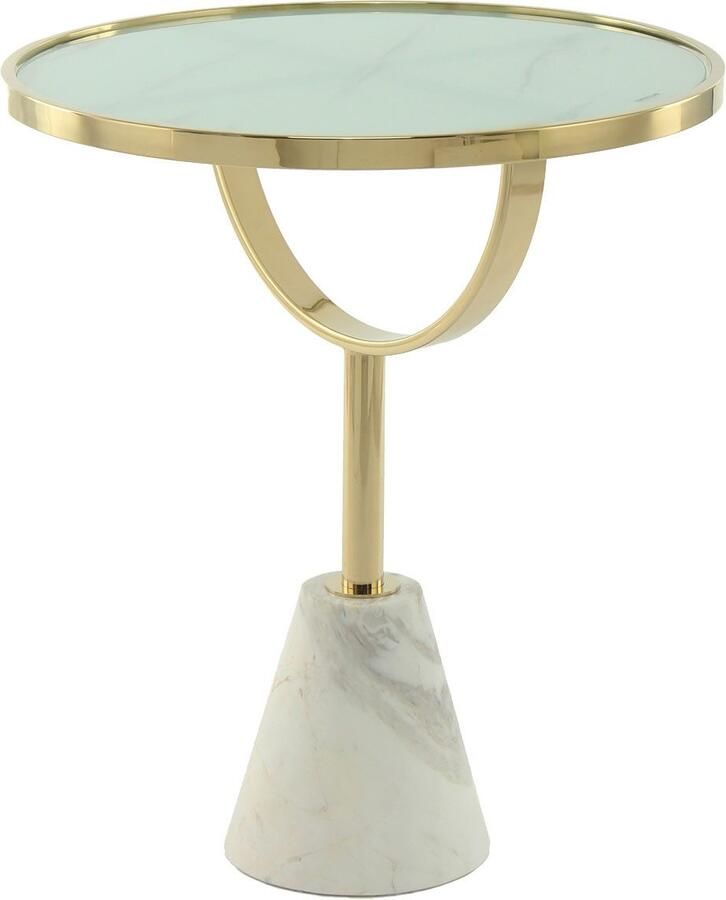 Kayoom Bijzettafel Oscar 125 luxe gemarmerde glasplaat opvallend frame stabiele marmeren voet gemarmerde glazen plaat (1 stuk) - Foto 2