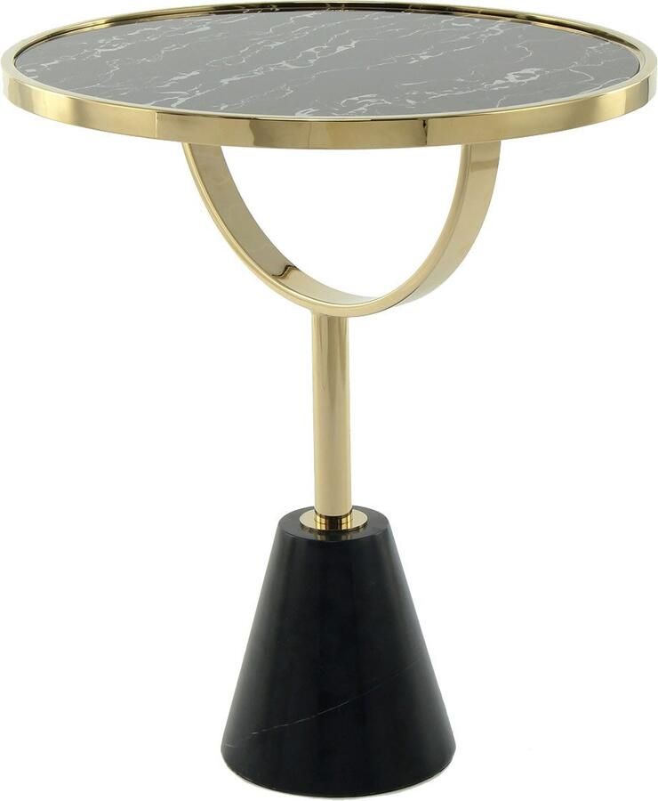 Kayoom Bijzettafel Oscar 125 luxe gemarmerde glasplaat opvallend frame stabiele marmeren voet gemarmerde glazen plaat (1 stuk) - Foto 2