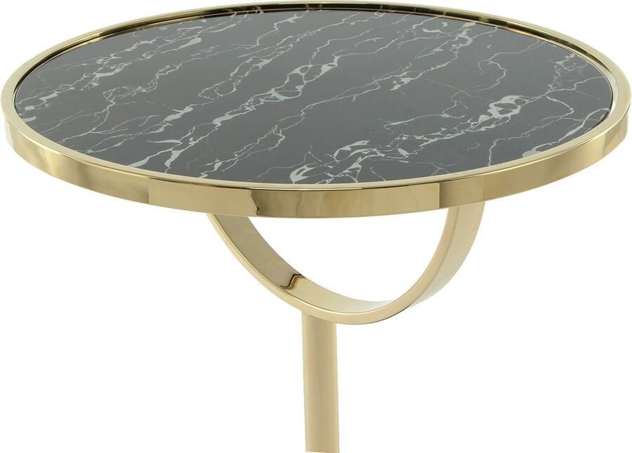 Kayoom Bijzettafel Oscar 125 luxe gemarmerde glasplaat opvallend frame stabiele marmeren voet gemarmerde glazen plaat (1 stuk) - Foto 3