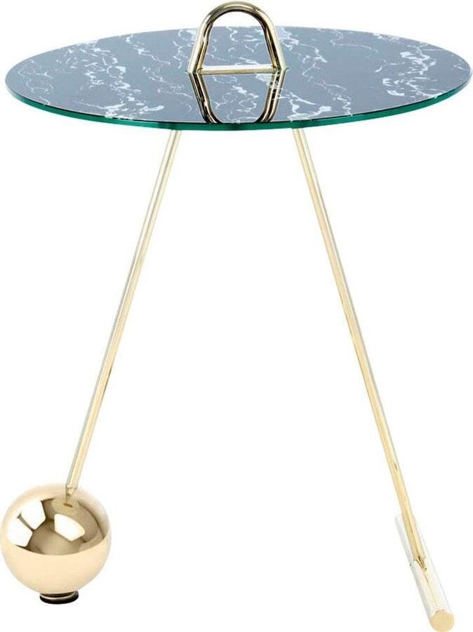 Kayoom Bijzettafel Pendulum 525 met ronde tafelblad Marmerlook frame in pendule design praktisch draagbaar (1 stuk) - Foto 2