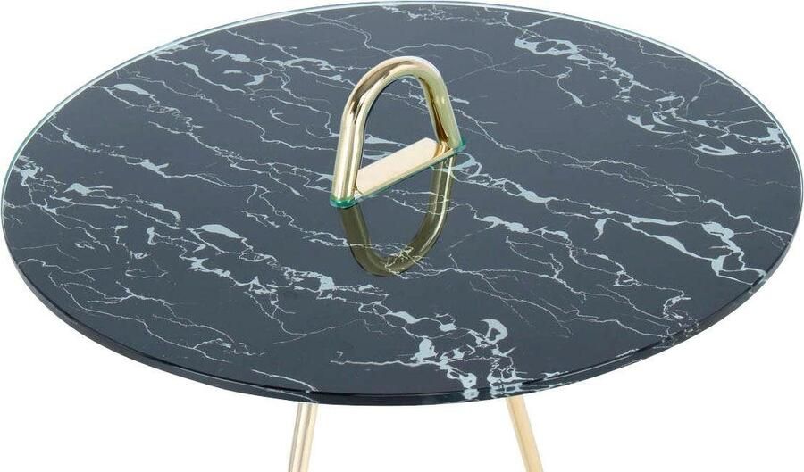 Kayoom Bijzettafel Pendulum 525 met ronde tafelblad Marmerlook frame in pendule design praktisch draagbaar (1 stuk) - Foto 8