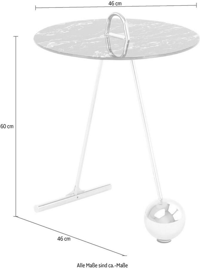 Kayoom Bijzettafel Pendulum 525 met ronde tafelblad Marmerlook frame in pendule design praktisch draagbaar (1 stuk) - Foto 2