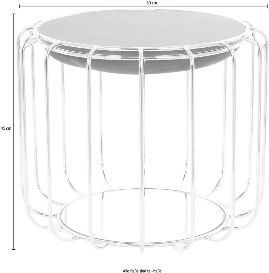 Kayoom Bijzettafel Pouf Comfortable 110 afneembare en omkeerbare bovenkant praktisch om te bouwen tot tafel of voetenbank poef met spiegelglas (1 stuk)
