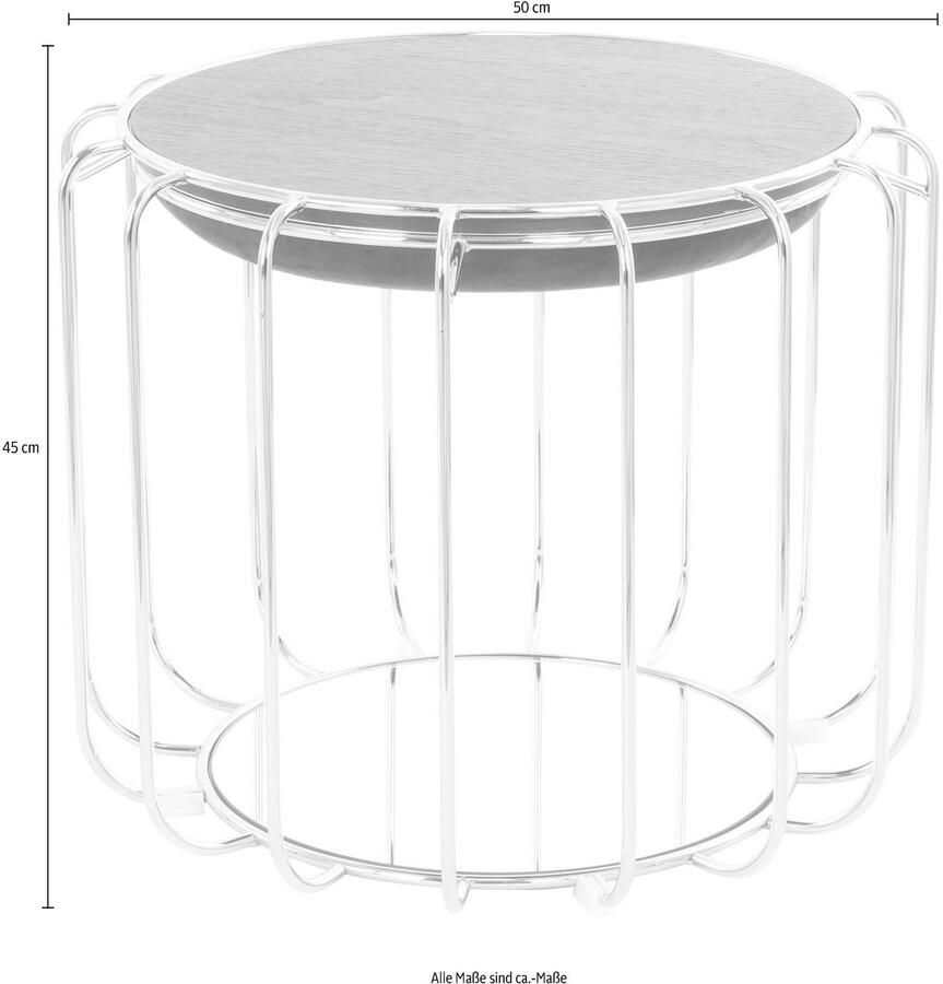 Kayoom Bijzettafel Pouf Comfortable 110 afneembare en omkeerbare bovenkant praktisch om te bouwen tot tafel of voetenbank poef met spiegelglas (1 stuk)