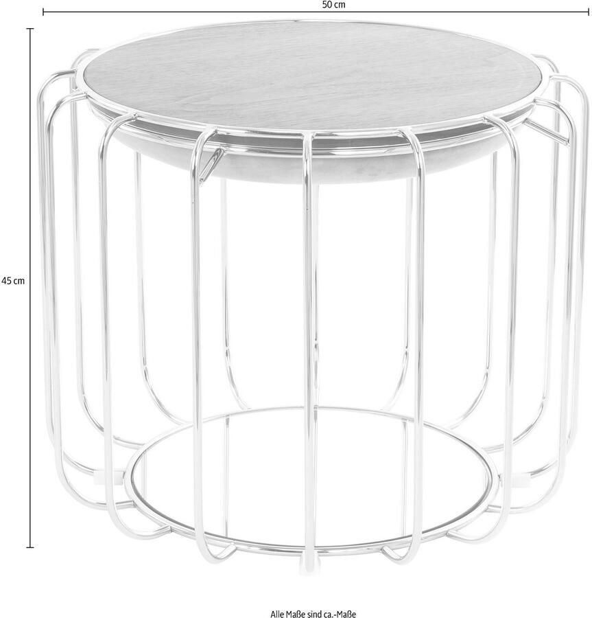 Kayoom Bijzettafel Pouf Comfortable 110 afneembare en omkeerbare bovenkant praktisch om te bouwen tot tafel of voetenbank poef met spiegelglas (1 stuk)