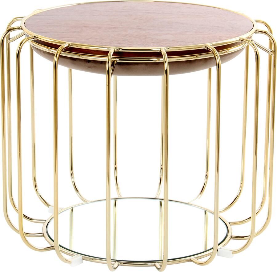 Kayoom Bijzettafel Pouf Comfortable 110 afneembare en omkeerbare bovenkant praktisch om te bouwen tot tafel of voetenbank poef met spiegelglas (1 stuk) - Foto 4