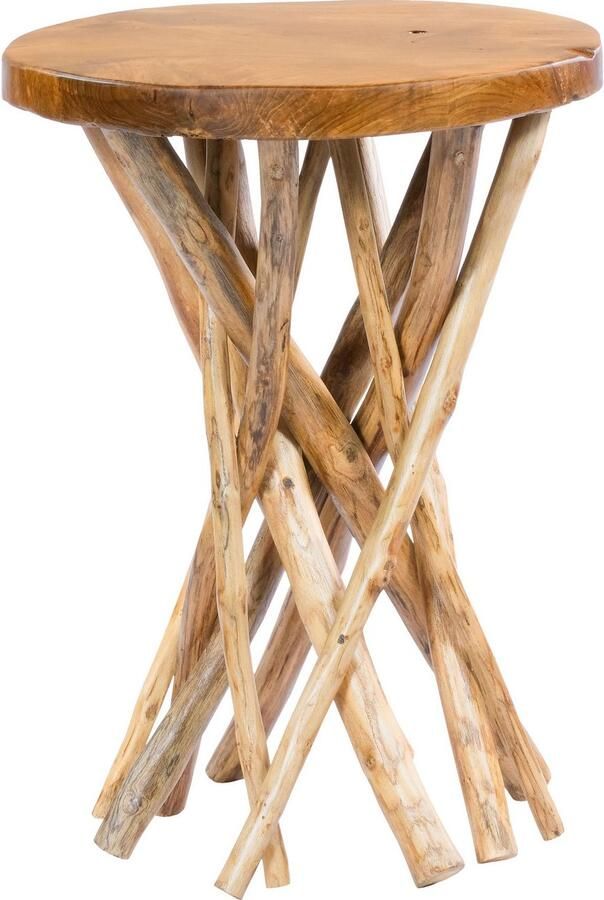 Kayoom Bijzettafel Radix 125 hoogwaardig teak hout natuurdesign Hoogwaardig teak stabiele constructie gedetailleerd handwerk (1 stuk) - Foto 3