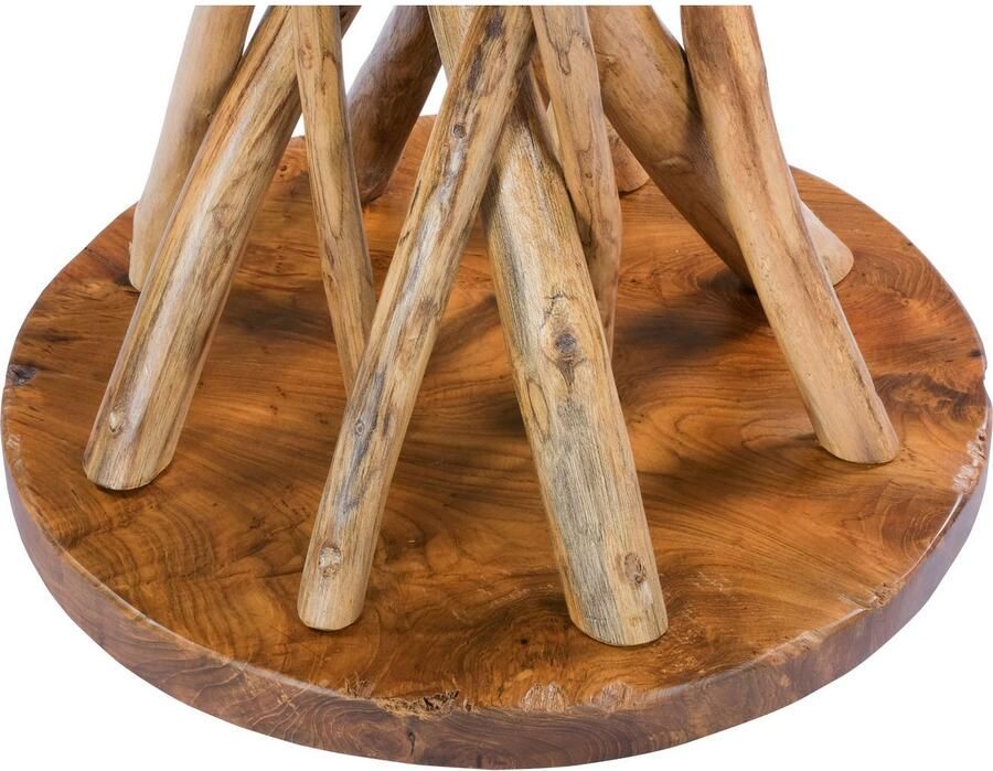 Kayoom Bijzettafel Radix 125 hoogwaardig teak hout natuurdesign Hoogwaardig teak stabiele constructie gedetailleerd handwerk (1 stuk) - Foto 2