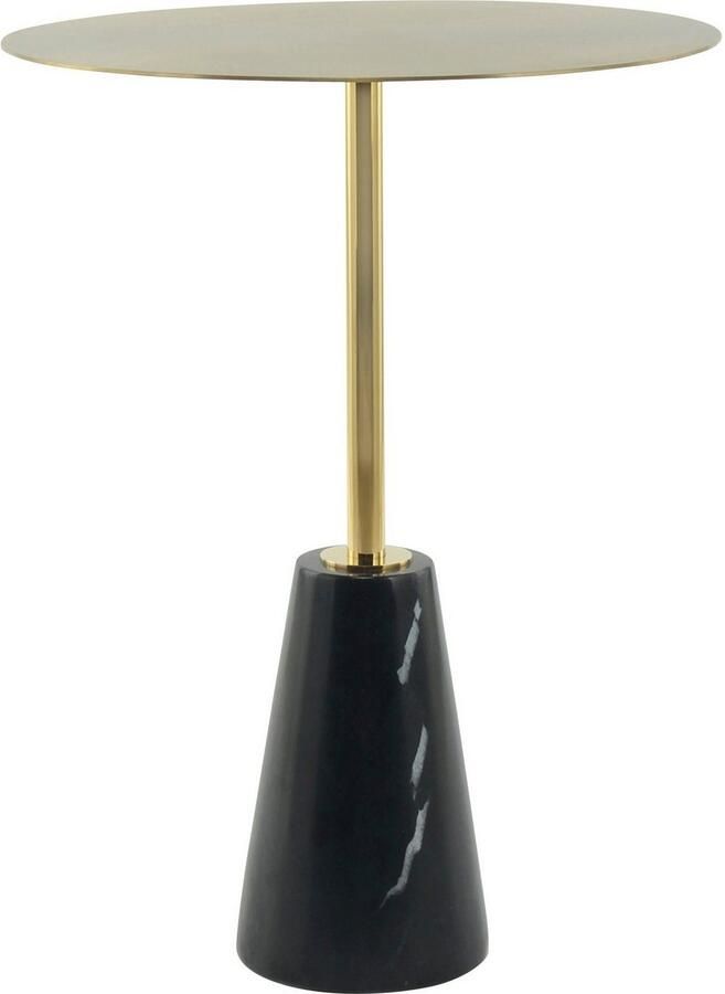 Kayoom Bijzettafel Rocio 325 uitgerust met stevige marmeren voet RVS frame Stabiele marmeren voet ronde legplank en frame van edelstaal (1 stuk) - Foto 2