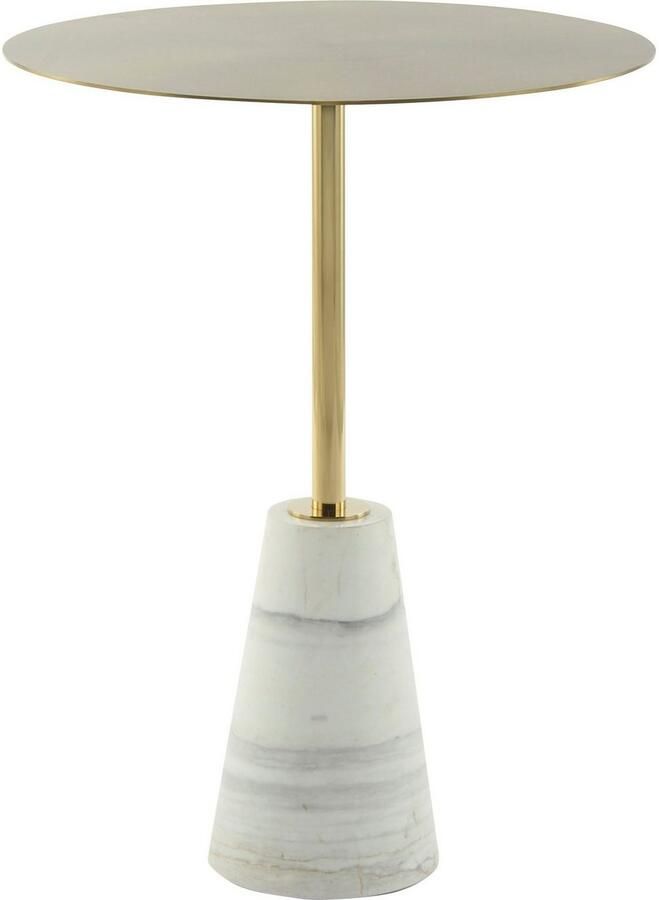Kayoom Bijzettafel Rocio 325 uitgerust met stevige marmeren voet RVS frame Stabiele marmeren voet ronde legplank en frame van edelstaal (1 stuk) - Foto 2