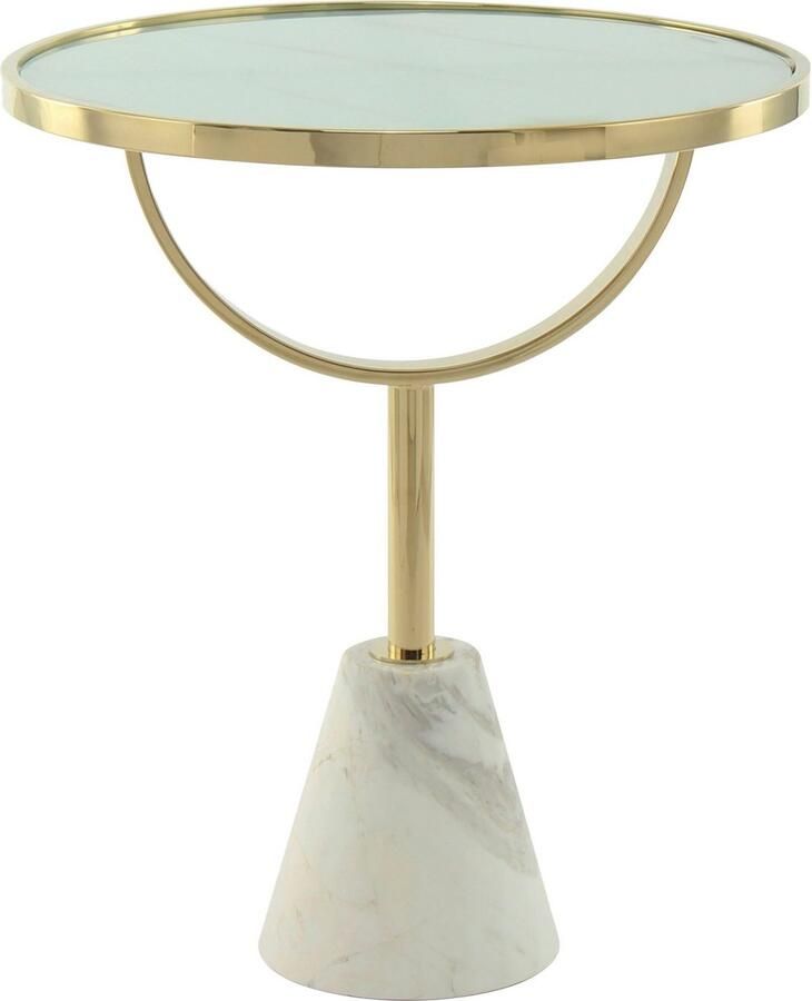 Kayoom Bijzettafel Rocio opvallend design stabiele marmeren sokkel opvallend frame stabiele marmeren voet gemarmerde glazen plaat (1 stuk)