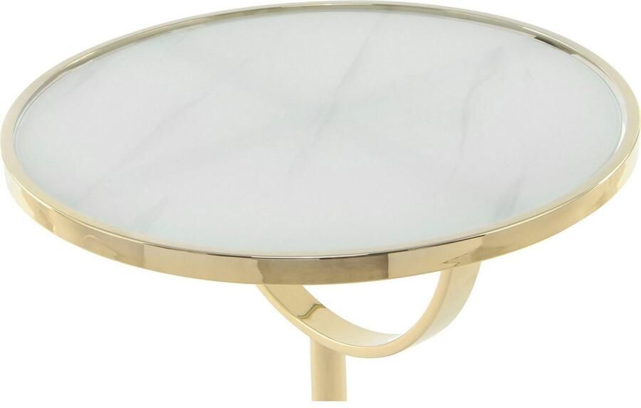 Kayoom Bijzettafel Rocio opvallend design stabiele marmeren sokkel opvallend frame stabiele marmeren voet gemarmerde glazen plaat (1 stuk) - Foto 5