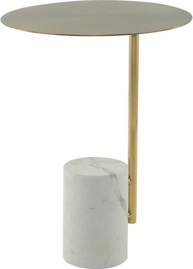 Kayoom Bijzettafel Rocio opvallend design stabiele marmeren sokkel opvallend frame stabiele marmeren voet gemarmerde glazen plaat (1 stuk) - Foto 3