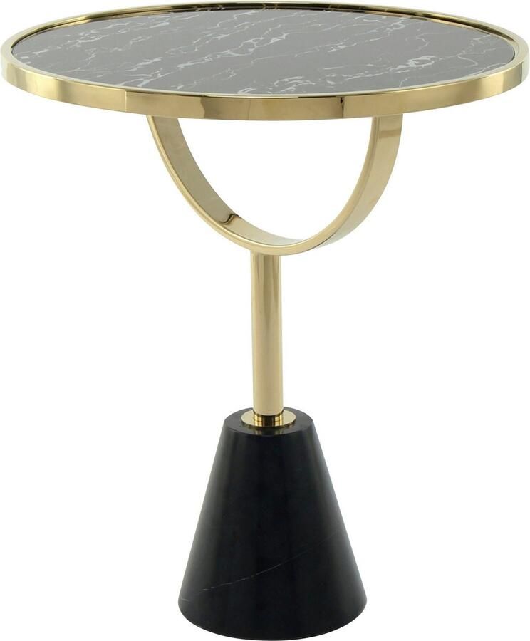 Kayoom Bijzettafel Rocio opvallend design stabiele marmeren sokkel opvallend frame stabiele marmeren voet gemarmerde glazen plaat (1 stuk) - Foto 2